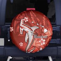 Personalized Hawaiian Maori Hammerhead Shark Spare Tire Cover Ulaula Plumeria - Polynesian Pride