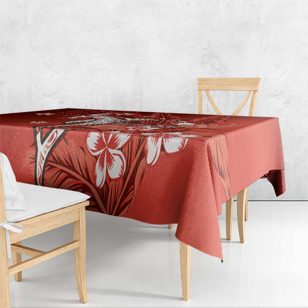 Personalized Hawaiian Maori Hammerhead Shark Tablecloth Ulaula Plumeria - Polynesian Pride