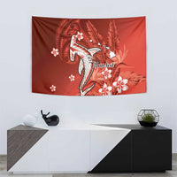 Personalized Hawaiian Maori Hammerhead Shark Tapestry Ulaula Plumeria - Polynesian Pride