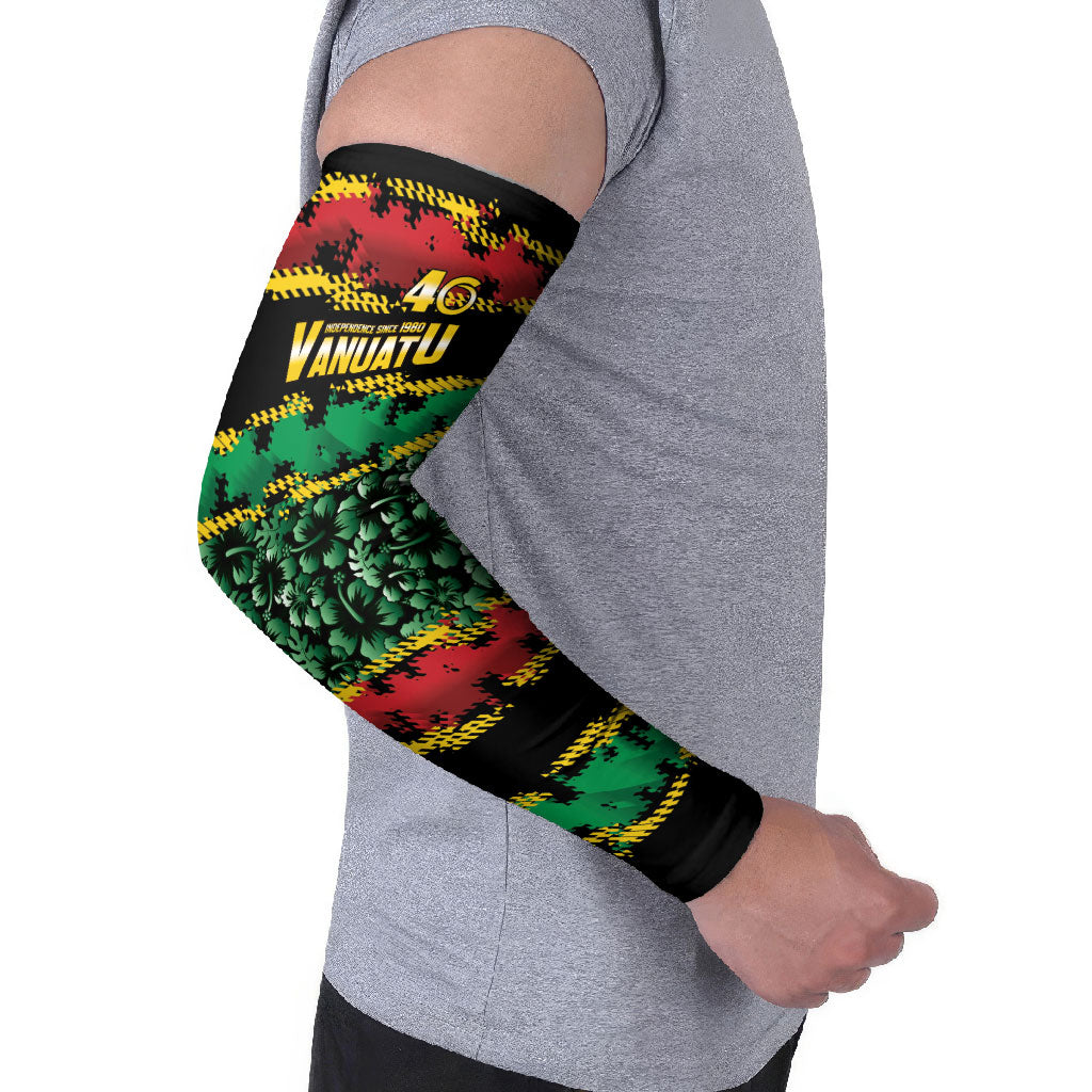 Vanuatu 46th Year Anniversary Arm Sleeves 30 July 1980 Hibiscus Seamless Pattern