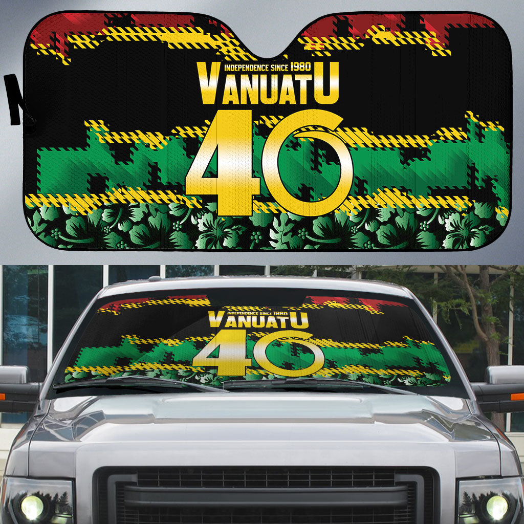Vanuatu 46th Year Anniversary Auto Sun Shade 30 July 1980 Hibiscus Seamless Pattern
