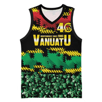 Vanuatu 46th Year Anniversary Basketball Jersey 30 July 1980 Hibiscus Seamless Pattern