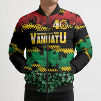 Vanuatu 46th Year Anniversary Bomber Puffer Jacket 30 July 1980 Hibiscus Seamless Pattern