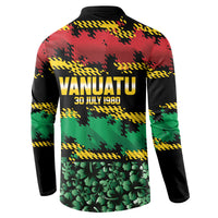 Vanuatu 46th Year Anniversary Button Sweatshirt 30 July 1980 Hibiscus Seamless Pattern