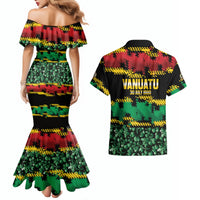 Vanuatu 46th Year Anniversary Couples Matching Mermaid Dress and Hawaiian Shirt 30 July 1980 Hibiscus Seamless Pattern LT9 - Polynesian Pride