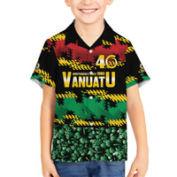 Vanuatu 46th Year Anniversary Family Matching Puletasi and Hawaiian Shirt 30 July 1980 Hibiscus Seamless Pattern LT9 Son's Shirt Black - Polynesian Pride