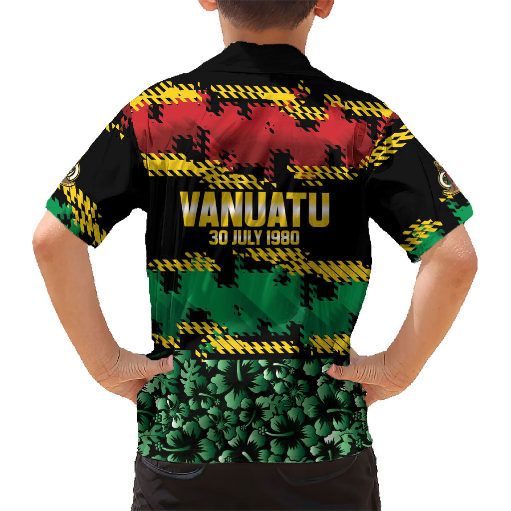 Vanuatu 46th Year Anniversary Family Matching Summer Maxi Dress and Hawaiian Shirt 30 July 1980 Hibiscus Seamless Pattern LT9 - Polynesian Pride