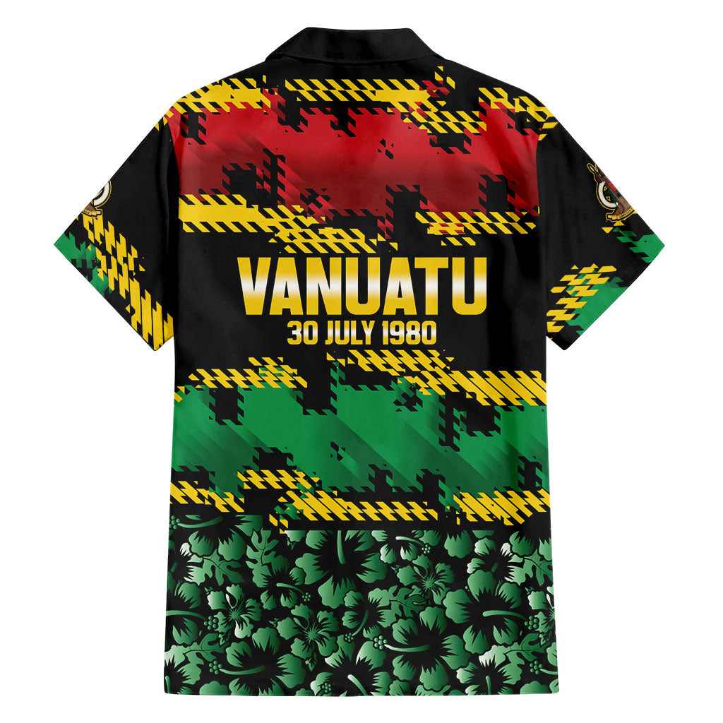 Vanuatu 46th Year Anniversary Family Matching Summer Maxi Dress and Hawaiian Shirt 30 July 1980 Hibiscus Seamless Pattern LT9 - Polynesian Pride