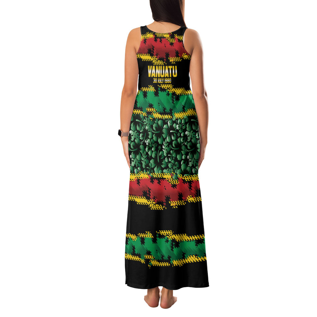 Vanuatu 46th Year Anniversary Family Matching Tank Maxi Dress and Hawaiian Shirt 30 July 1980 Hibiscus Seamless Pattern LT9 - Polynesian Pride
