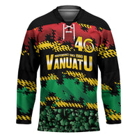 Vanuatu 46th Year Anniversary Hockey Jersey 30 July 1980 Hibiscus Seamless Pattern