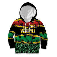 Vanuatu 46th Year Anniversary Kid Hoodie 30 July 1980 Hibiscus Seamless Pattern