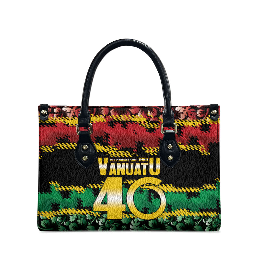 Vanuatu 46th Year Anniversary Leather Bag 30 July 1980 Hibiscus Seamless Pattern