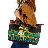 Vanuatu 46th Year Anniversary Leather Tote Bag 30 July 1980 Hibiscus Seamless Pattern