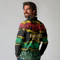 Vanuatu 46th Year Anniversary Long Sleeve Polo Shirt 30 July 1980 Hibiscus Seamless Pattern LT9 - Polynesian Pride