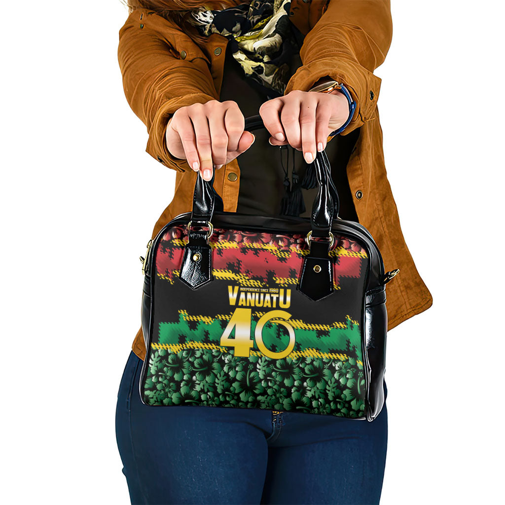 Vanuatu 46th Year Anniversary Shoulder Handbag 30 July 1980 Hibiscus Seamless Pattern