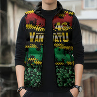Vanuatu 46th Year Anniversary Sleeveless Puffer Jacket 30 July 1980 Hibiscus Seamless Pattern