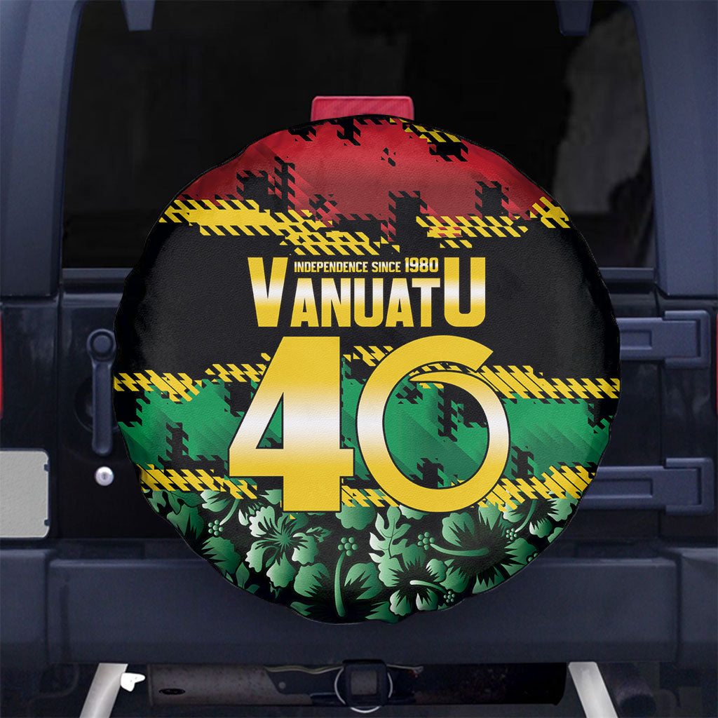 Vanuatu 46th Year Anniversary Spare Tire Cover 30 July 1980 Hibiscus Seamless Pattern
