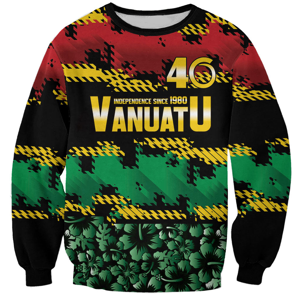 Vanuatu 46th Year Anniversary Sweatshirt 30 July 1980 Hibiscus Seamless Pattern