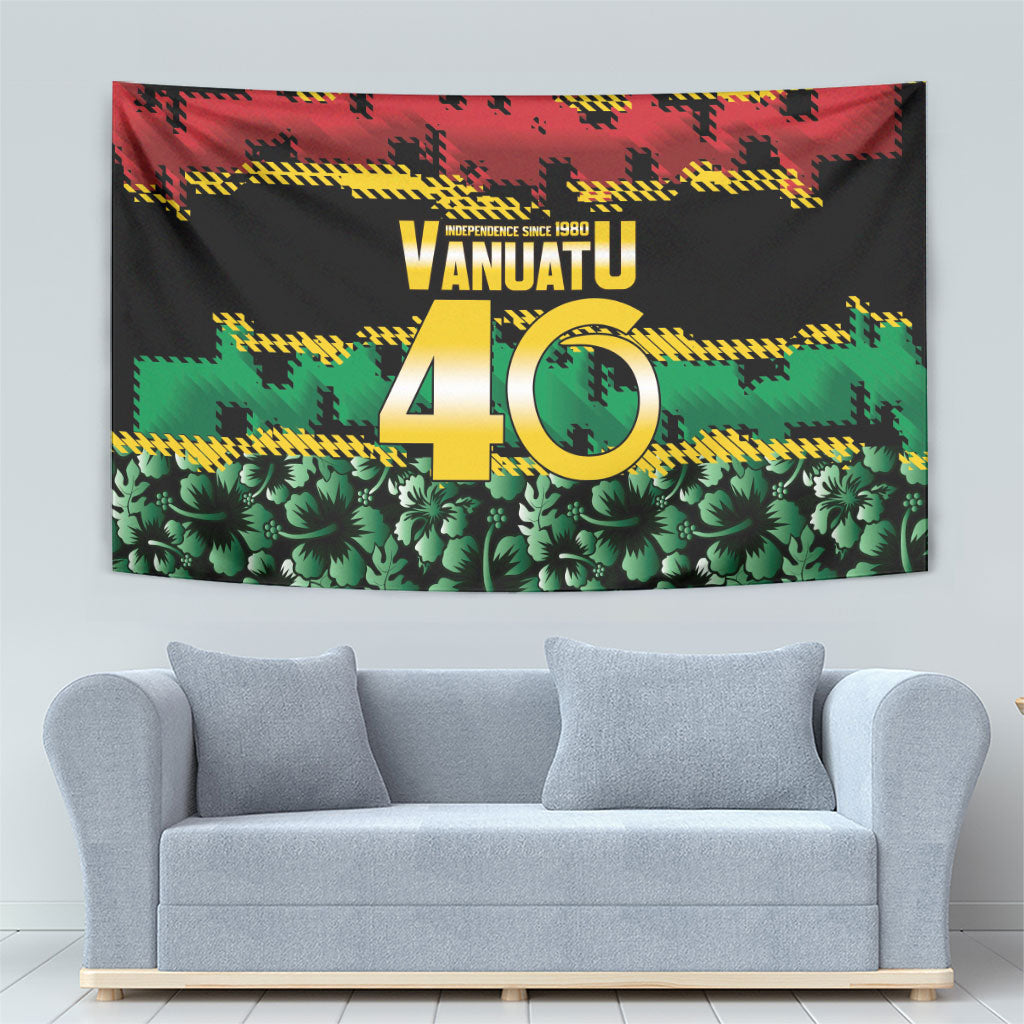 Vanuatu 46th Year Anniversary Tapestry 30 July 1980 Hibiscus Seamless Pattern