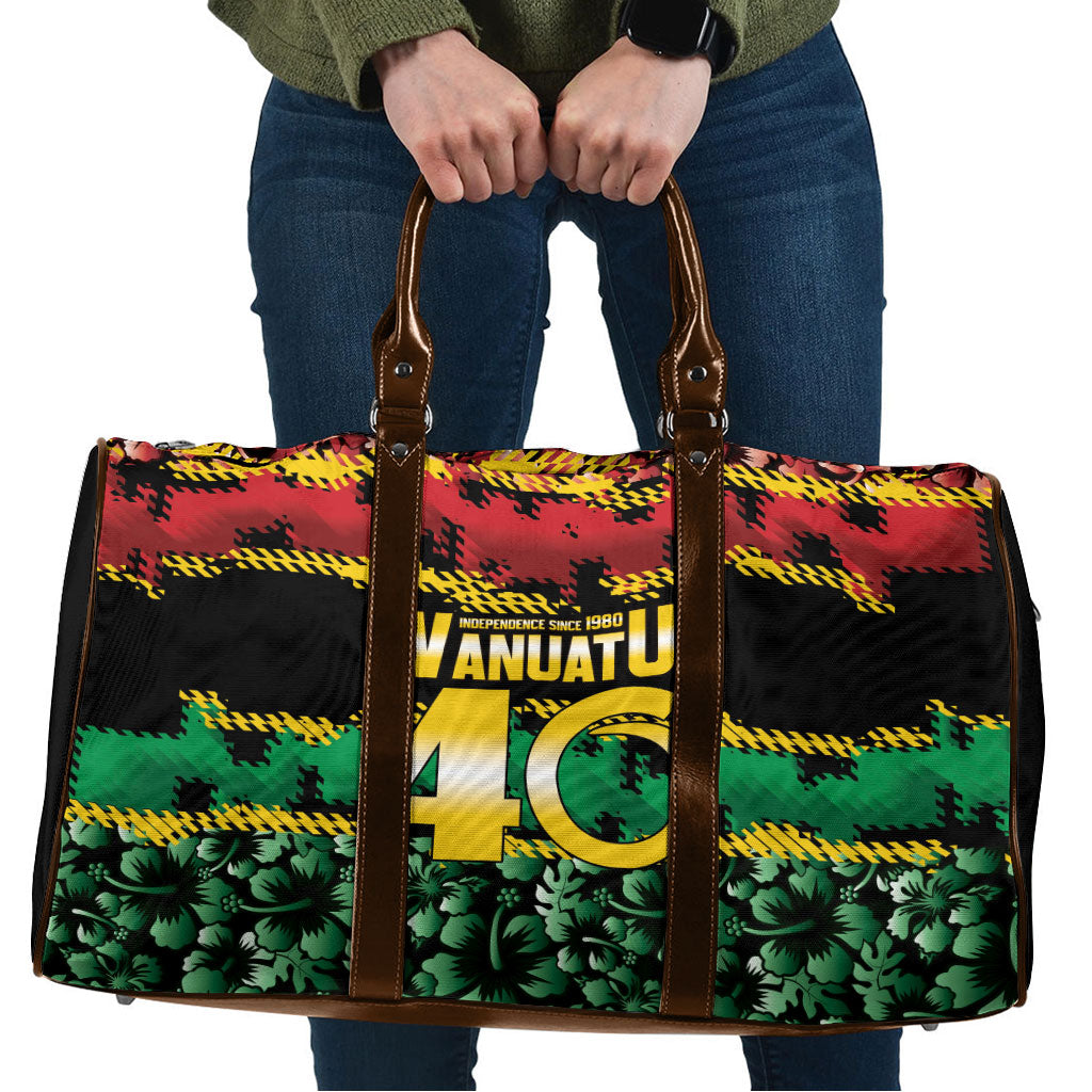 Vanuatu 46th Year Anniversary Travel Bag 30 July 1980 Hibiscus Seamless Pattern