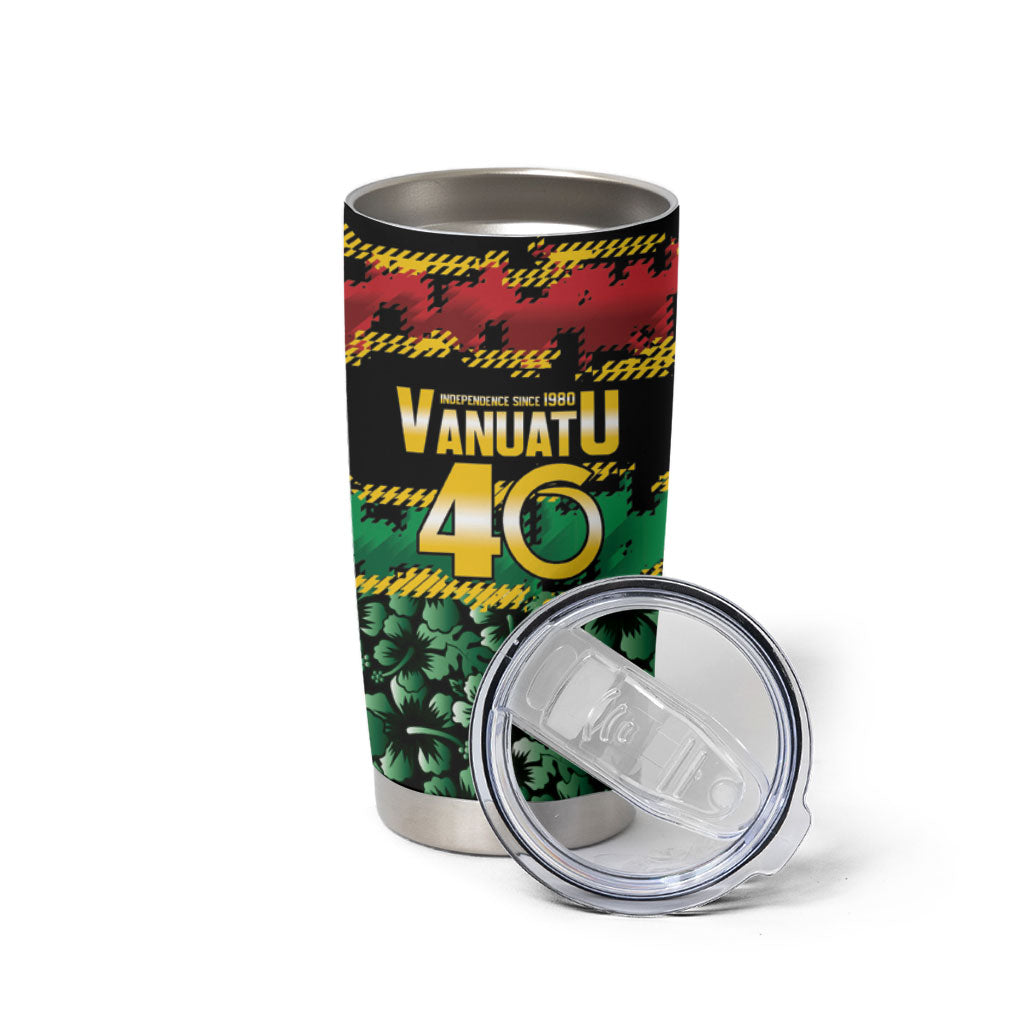 Vanuatu 46th Year Anniversary Tumbler Cup 30 July 1980 Hibiscus Seamless Pattern