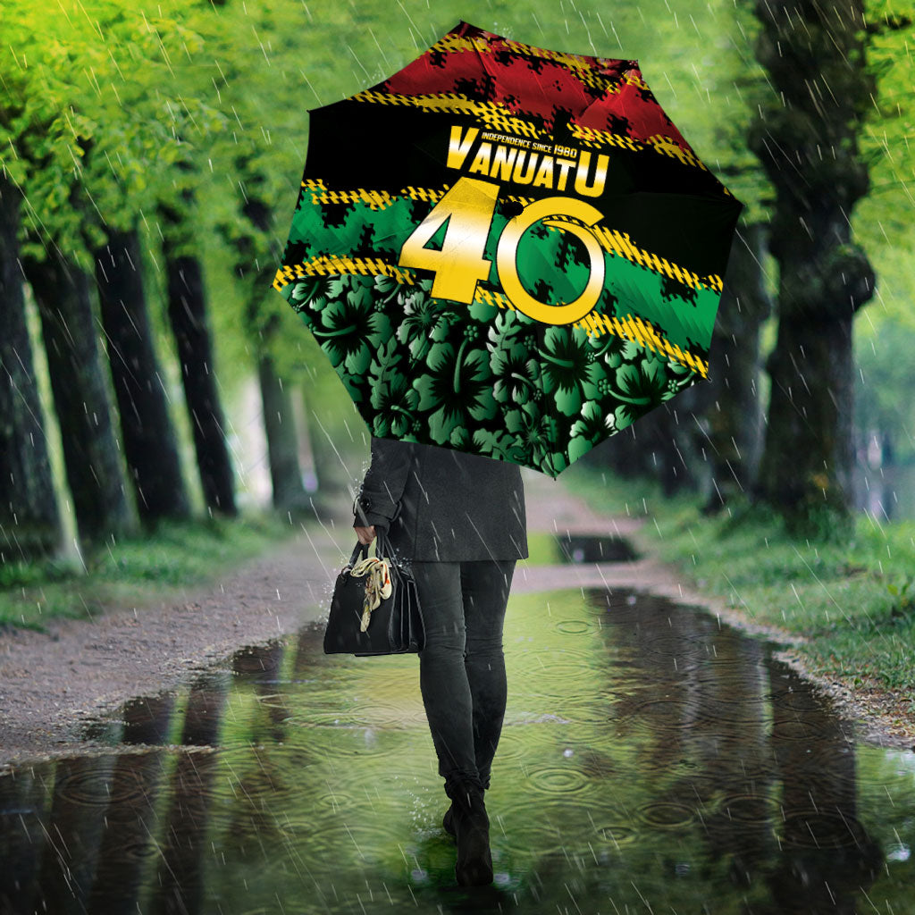 Vanuatu 46th Year Anniversary Umbrella 30 July 1980 Hibiscus Seamless Pattern