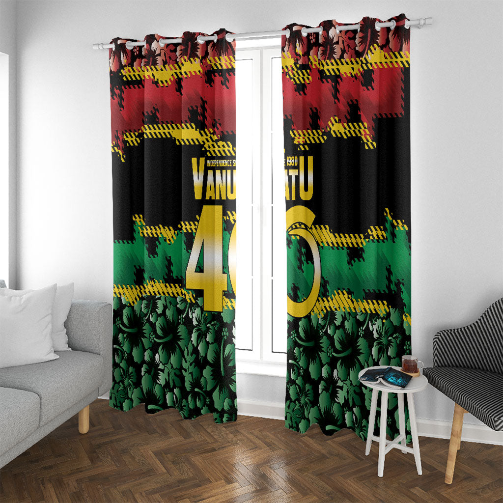 Vanuatu 46th Year Anniversary Window Curtain 30 July 1980 Hibiscus Seamless Pattern
