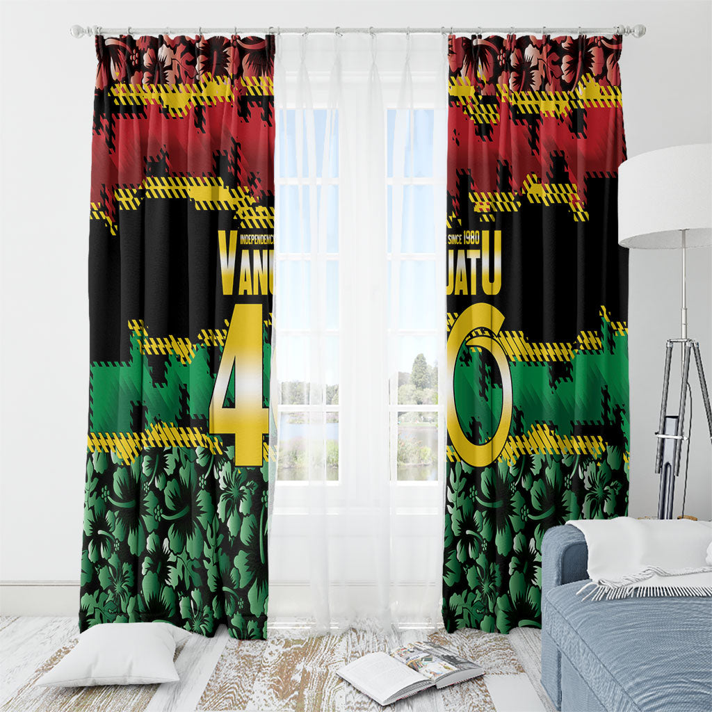 Vanuatu 46th Year Anniversary Window Curtain 30 July 1980 Hibiscus Seamless Pattern