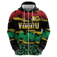 Vanuatu 46th Year Anniversary Zip Hoodie 30 July 1980 Hibiscus Seamless Pattern