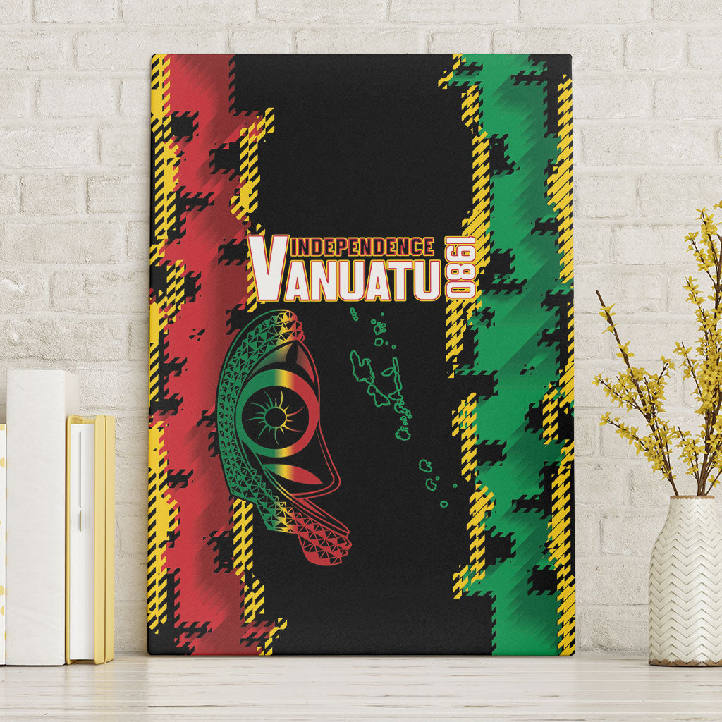 Vanuatu 46th Year Anniversary Canvas Wall Art Tamtam Slit Drums Long God Yumi Stanap LT9 Without Frame Black - Polynesian Pride