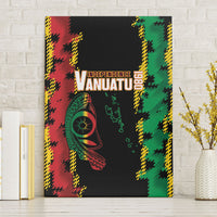 Vanuatu 46th Year Anniversary Canvas Wall Art Tamtam Slit Drums Long God Yumi Stanap LT9 Without Frame Black - Polynesian Pride