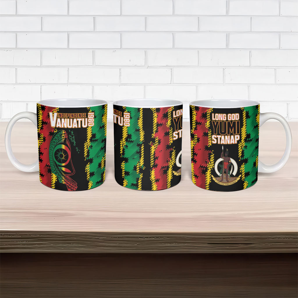 Vanuatu 46th Year Anniversary Ceramic Mug Tamtam Slit Drums Long God Yumi Stanap
