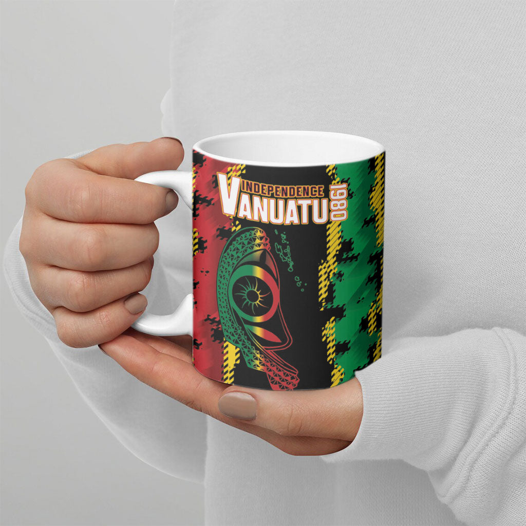 Vanuatu 46th Year Anniversary Ceramic Mug Tamtam Slit Drums Long God Yumi Stanap