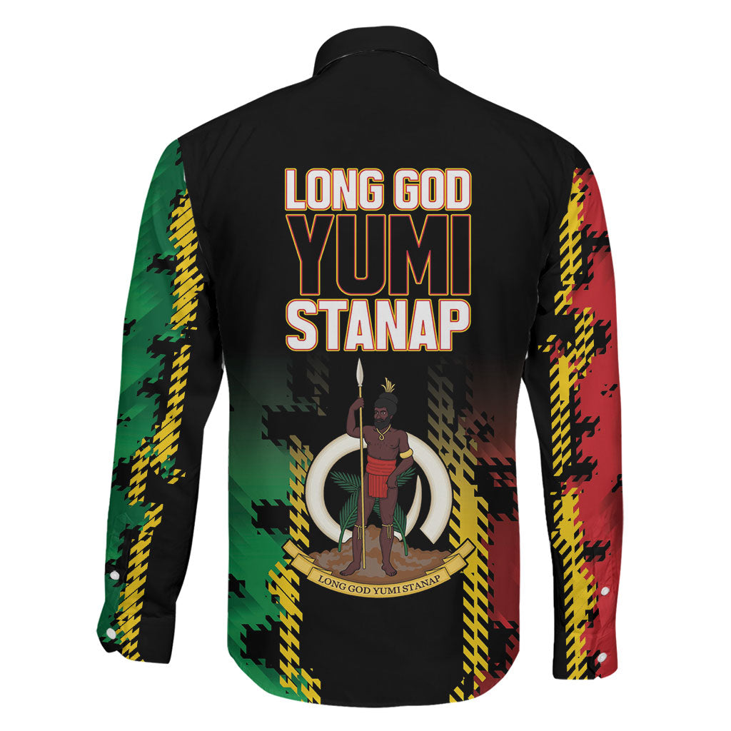Vanuatu 46th Year Anniversary Family Matching Off Shoulder Maxi Dress and Hawaiian Shirt Tamtam Slit Drums Long God Yumi Stanap LT9 - Polynesian Pride