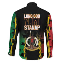 Vanuatu 46th Year Anniversary Family Matching Off Shoulder Short Dress and Hawaiian Shirt Tamtam Slit Drums Long God Yumi Stanap LT9 - Polynesian Pride