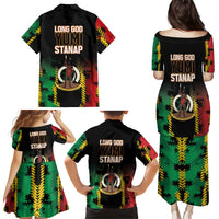 Vanuatu 46th Year Anniversary Family Matching Puletasi and Hawaiian Shirt Tamtam Slit Drums Long God Yumi Stanap LT9 - Polynesian Pride