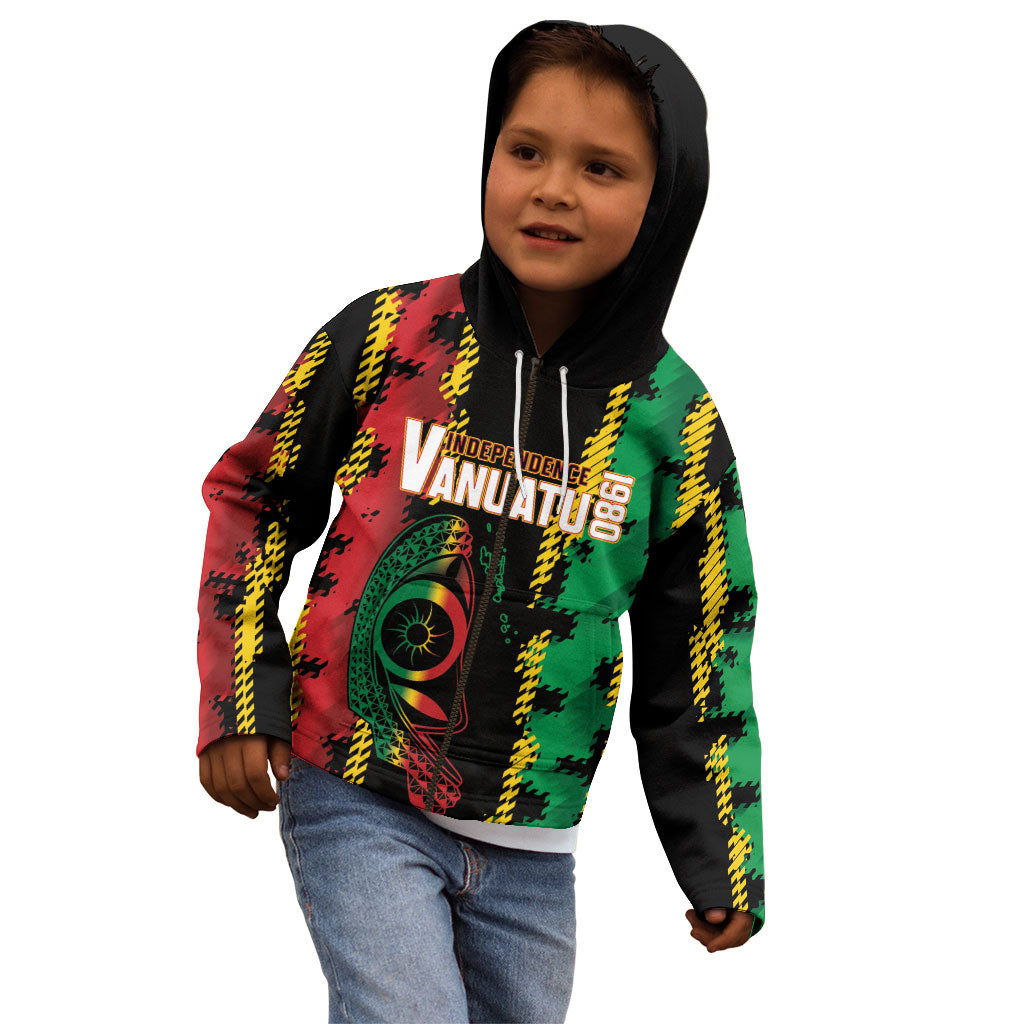 Vanuatu 46th Year Anniversary Kid Hoodie Tamtam Slit Drums Long God Yumi Stanap