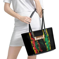 Vanuatu 46th Year Anniversary Leather Tote Bag Tamtam Slit Drums Long God Yumi Stanap