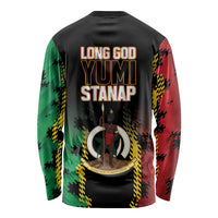 Vanuatu 46th Year Anniversary Long Sleeve Shirt Tamtam Slit Drums Long God Yumi Stanap