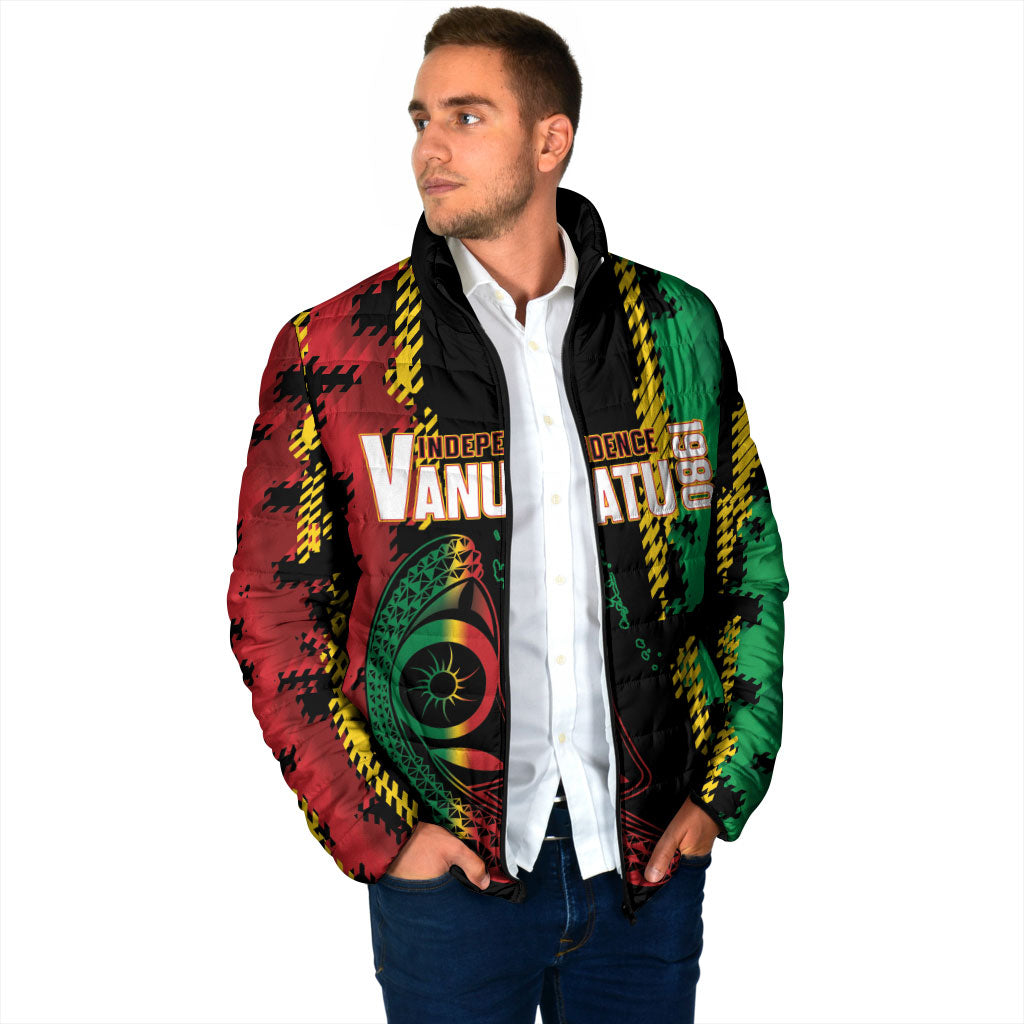 Vanuatu 46th Year Anniversary Padded Jacket Tamtam Slit Drums Long God Yumi Stanap