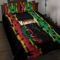 Vanuatu 46th Year Anniversary Quilt Bed Set Tamtam Slit Drums Long God Yumi Stanap LT9 Black - Polynesian Pride