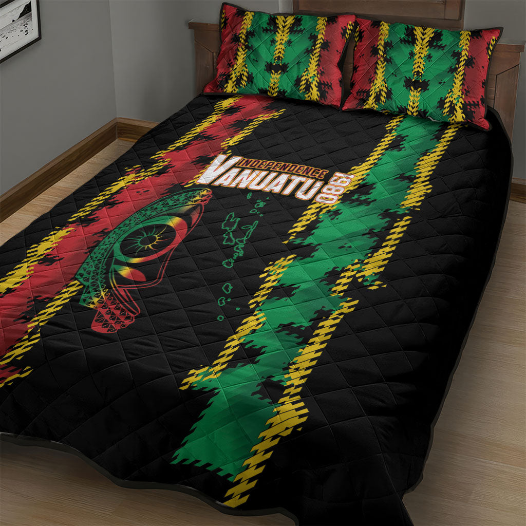 Vanuatu 46th Year Anniversary Quilt Bed Set Tamtam Slit Drums Long God Yumi Stanap LT9 - Polynesian Pride