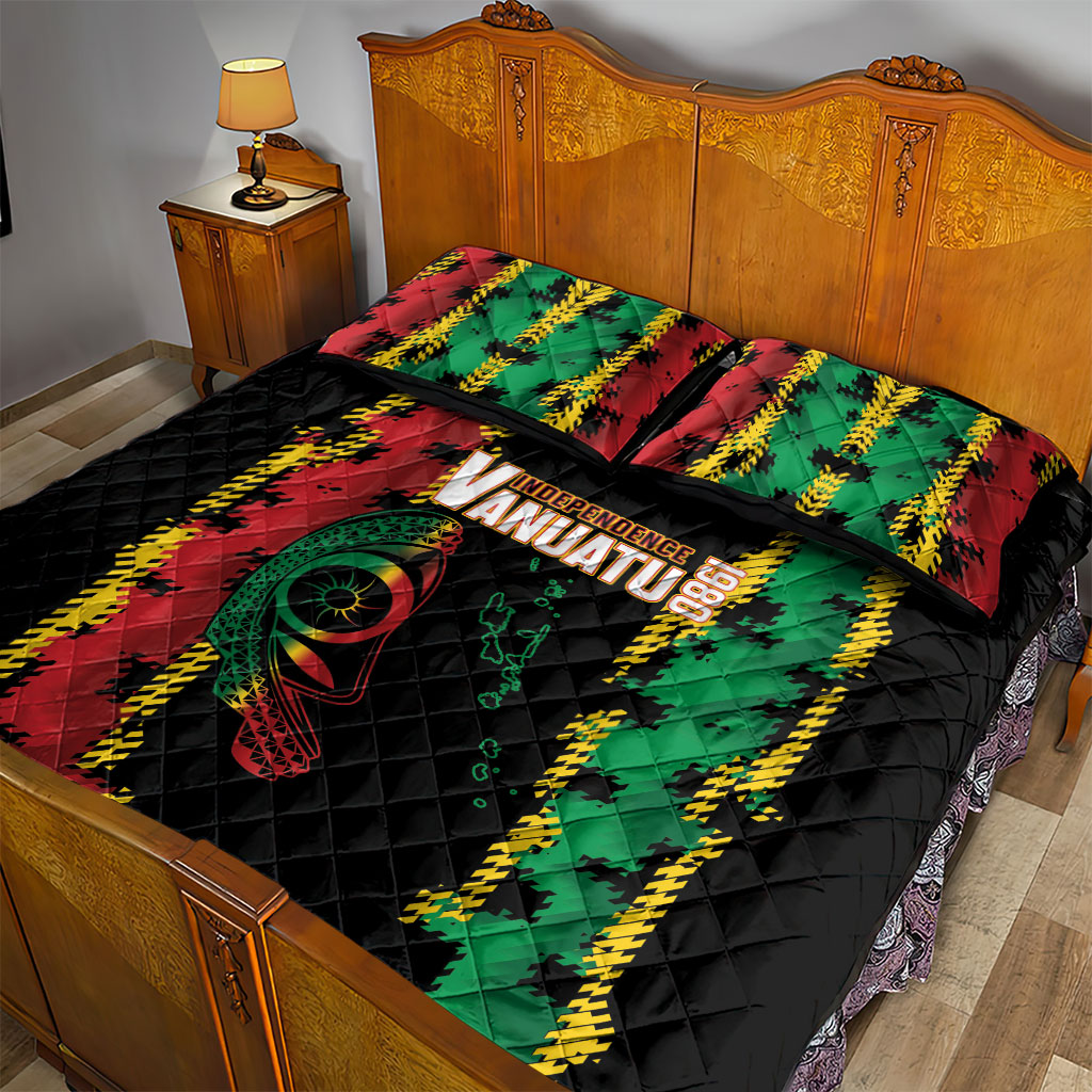 Vanuatu 46th Year Anniversary Quilt Bed Set Tamtam Slit Drums Long God Yumi Stanap LT9 - Polynesian Pride