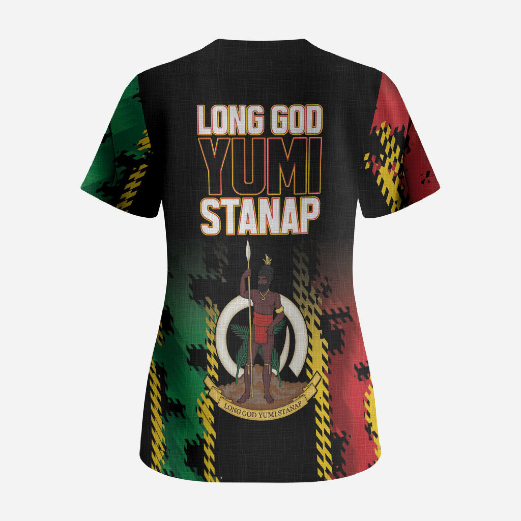 Vanuatu 46th Year Anniversary Scrub Top Tamtam Slit Drums Long God Yumi Stanap