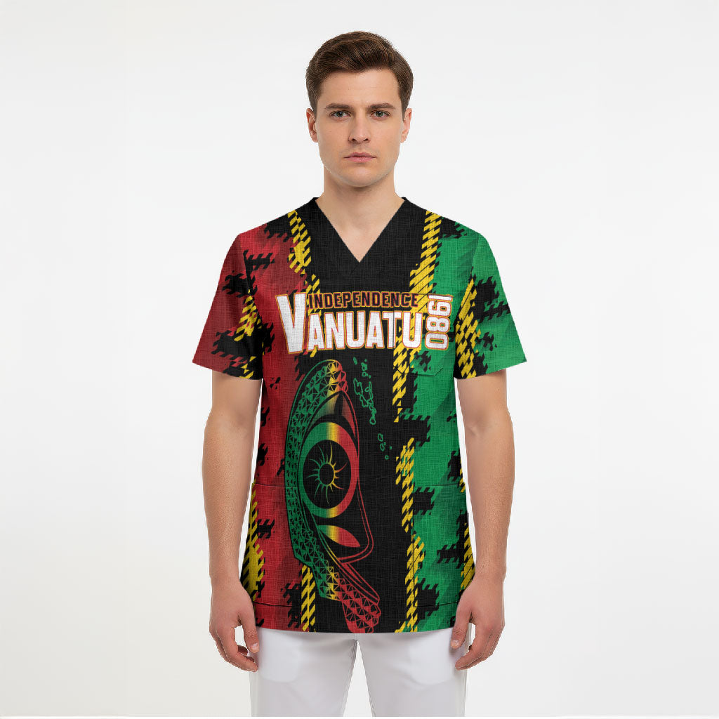 Vanuatu 46th Year Anniversary Scrub Top Tamtam Slit Drums Long God Yumi Stanap