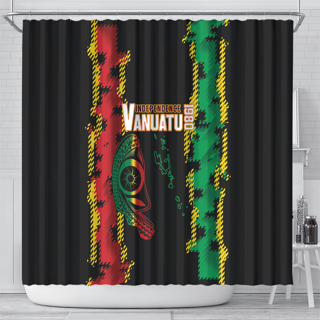Vanuatu 46th Year Anniversary Shower Curtain Tamtam Slit Drums Long God Yumi Stanap