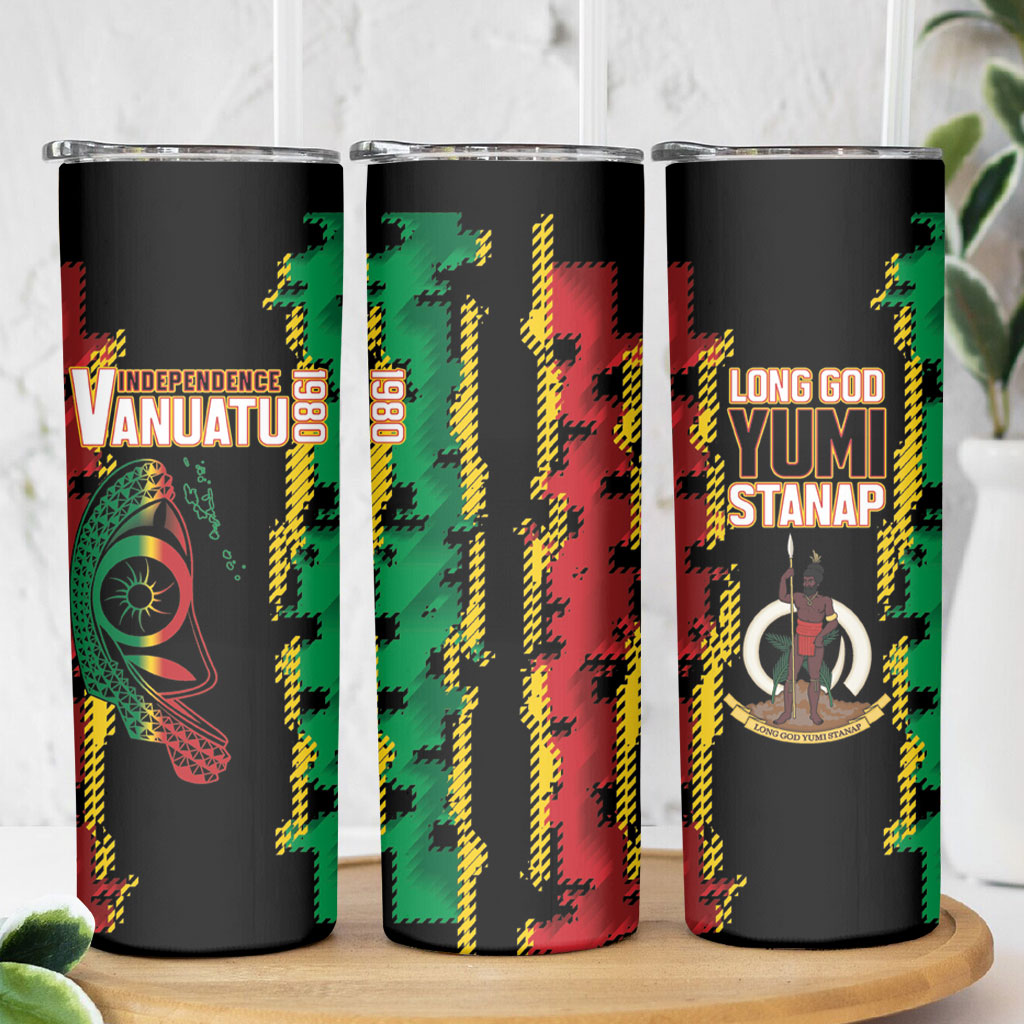 Vanuatu 46th Year Anniversary Skinny Tumbler Tamtam Slit Drums Long God Yumi Stanap LT9 - Polynesian Pride