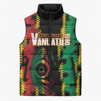 Vanuatu 46th Year Anniversary Sleeveless Puffer Jacket Tamtam Slit Drums Long God Yumi Stanap