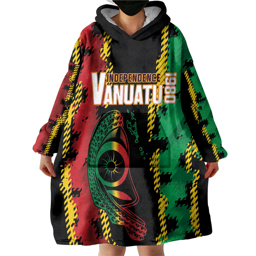 Vanuatu 46th Year Anniversary Wearable Blanket Hoodie Tamtam Slit Drums Long God Yumi Stanap LT9 - Polynesian Pride