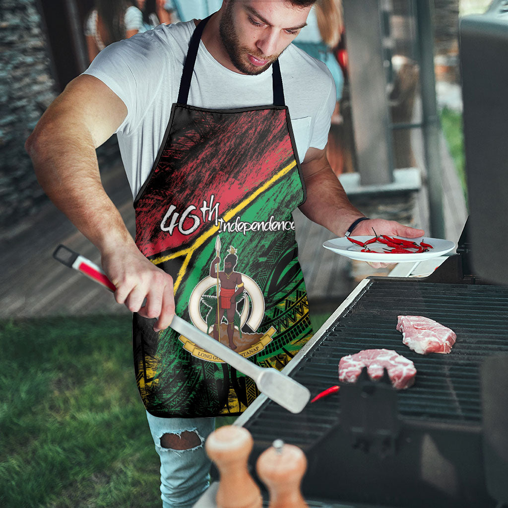 Vanuatu 46th Year Anniversary Apron Vintage Grunge Vanuatu Flag Heritage